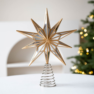 饰25cm镜面树顶星香槟色树顶星 饰品圣诞树顶部装 Hromeo 圣诞节装