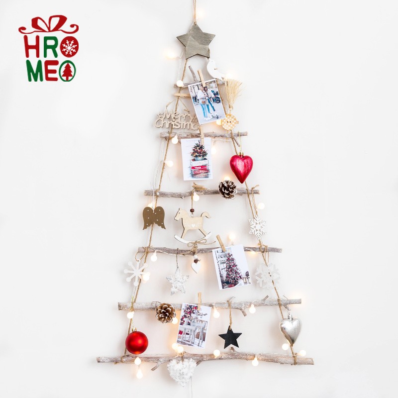 INS北欧木质照片圣诞树壁挂墙面