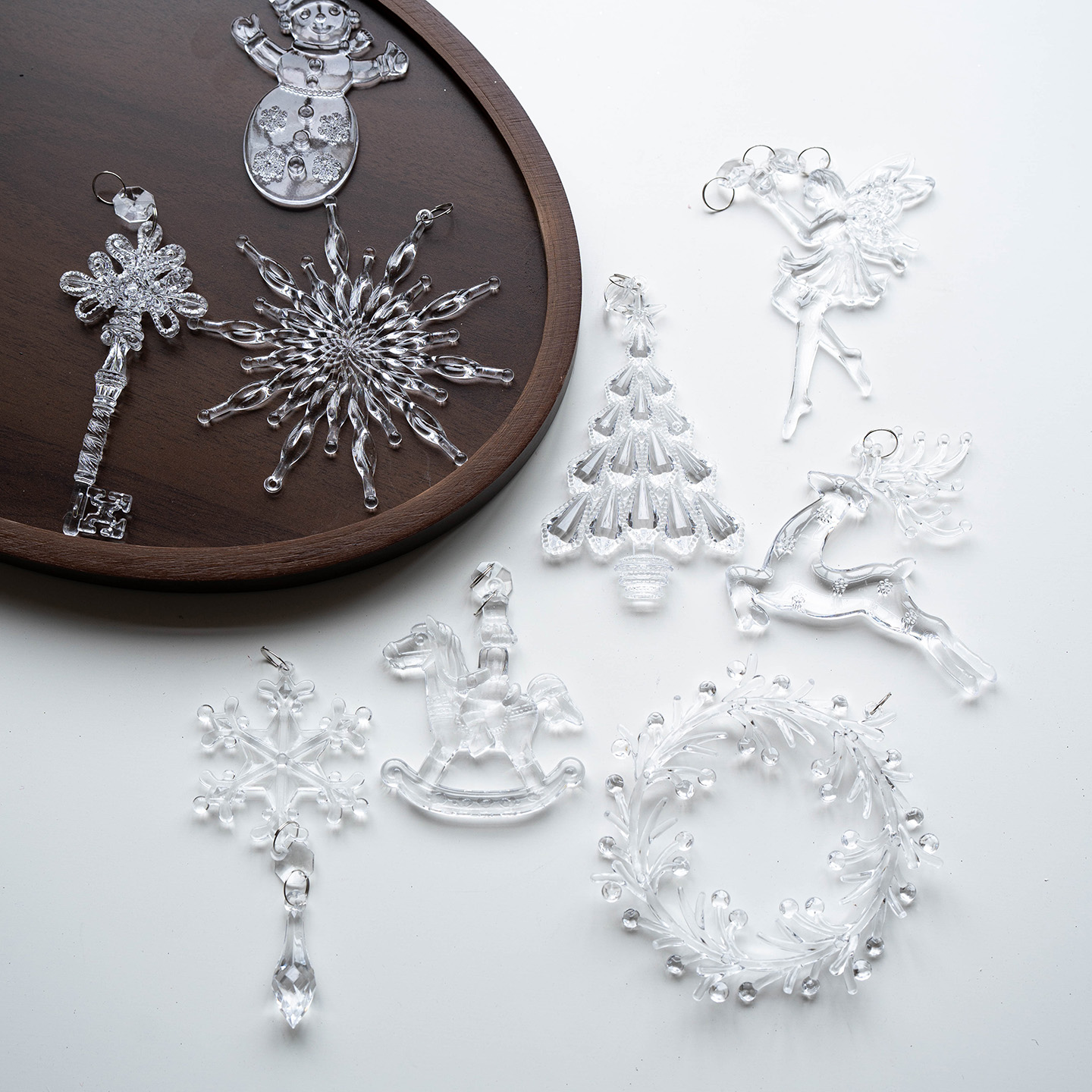 Hromeo透明圣诞树装饰挂件套装