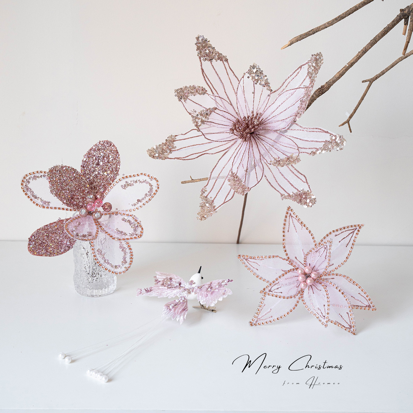 Hromeo高档韩系粉色圣诞花