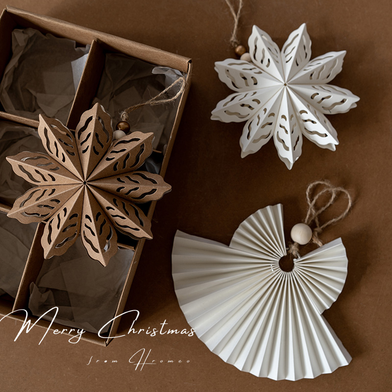 hromeo折纸圣诞树雪花天使挂件