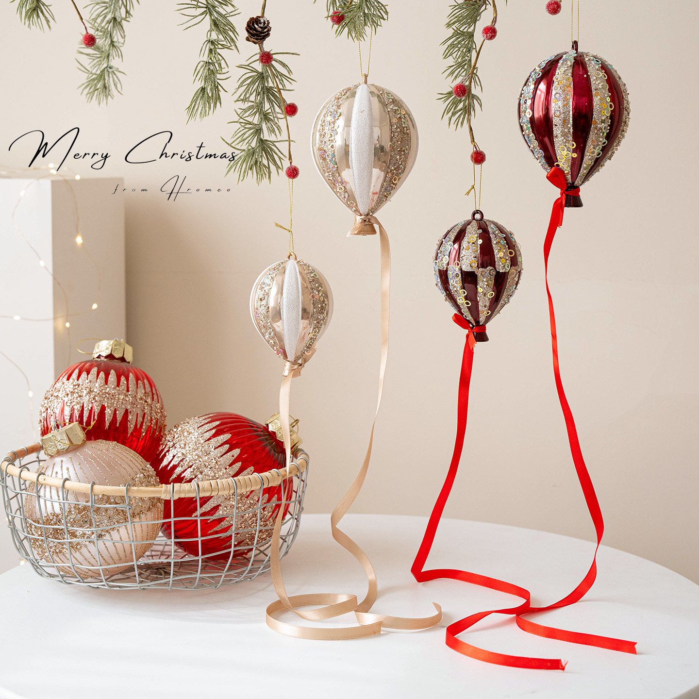 圣诞大球电镀彩绘气球圣诞树装饰