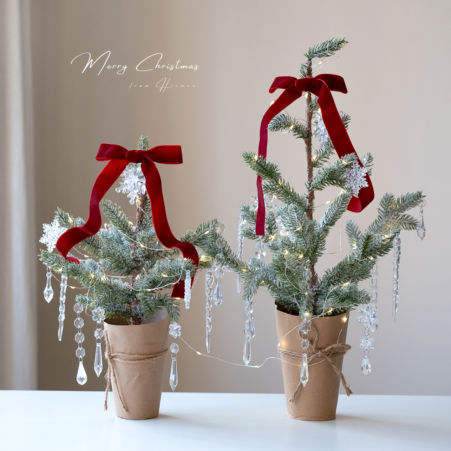 Hromeo创意水晶蝴蝶结桌面圣诞树