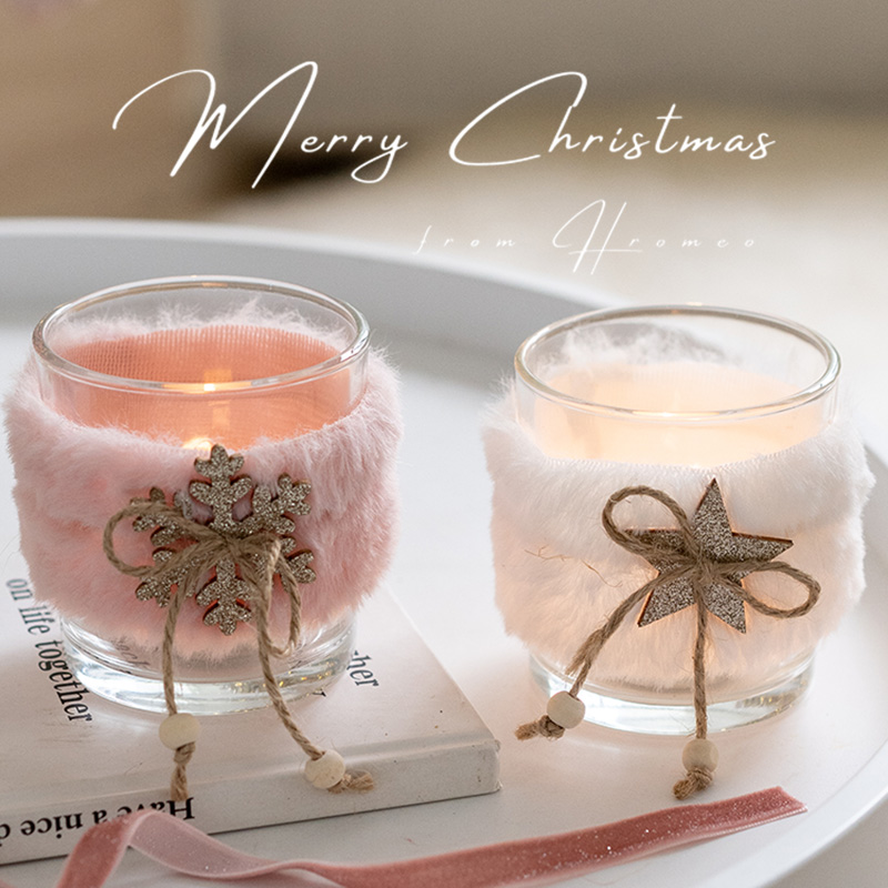 hromeo粉色玻璃烛台氛围摆件