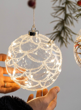 Hromeo 发光玻璃灯球五角星圣诞节装饰橱窗装饰布置ins吊灯挂件