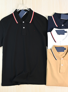 男装好货推荐 263/5  美国单刺绣珠地棉撞色领边休闲短袖Polo衫