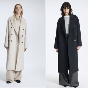 领双排扣长款 思琪女装 气质双面呢西装 羊毛大衣外套 2512