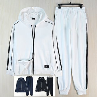 套装 思琪女装 运动休闲撞色条织带字母连帽开身卫衣卫裤 2512