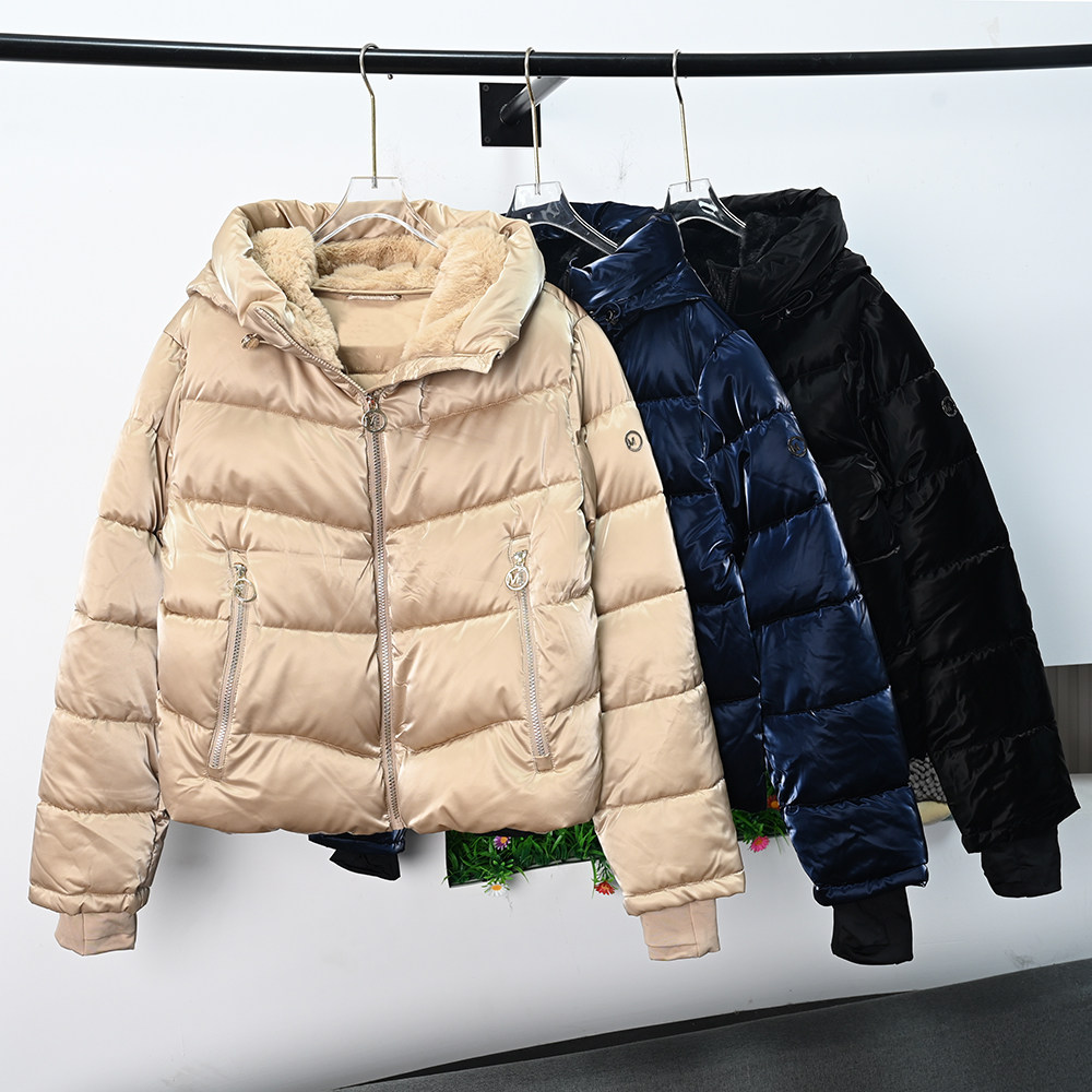 光面短款棉服保暖连帽面包服外套