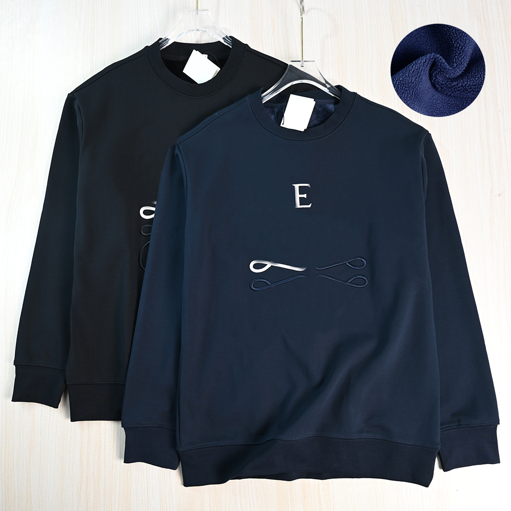 加绒保暖立体刺绣圆领休闲卫衣