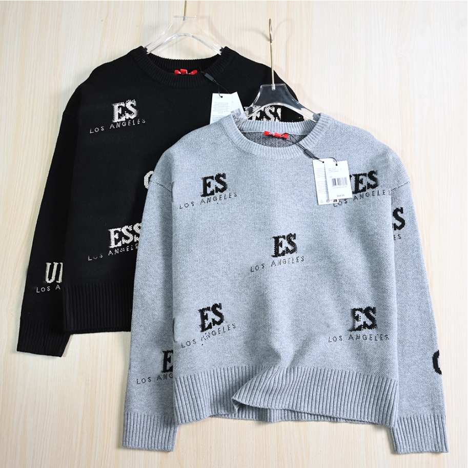 思琪女装 259/11 美G系 软糯色织烫钻字母圆领长袖厚实针织毛衣