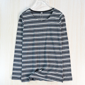 休闲长袖 思琪女装 打底T恤 日系厚款 软和棉质条纹圆领修身 261