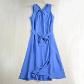 无袖 思琪女装 连衣裙 英伦高货个性 设计垂感扭结V领修身 257