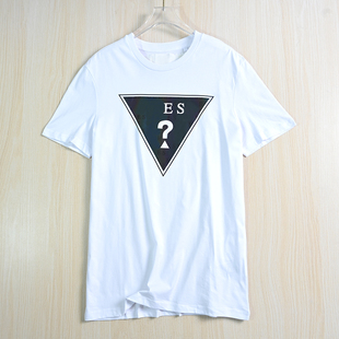 可情侣款 255/29 棉质镭射胶印字母休闲直筒圆领短袖T恤
