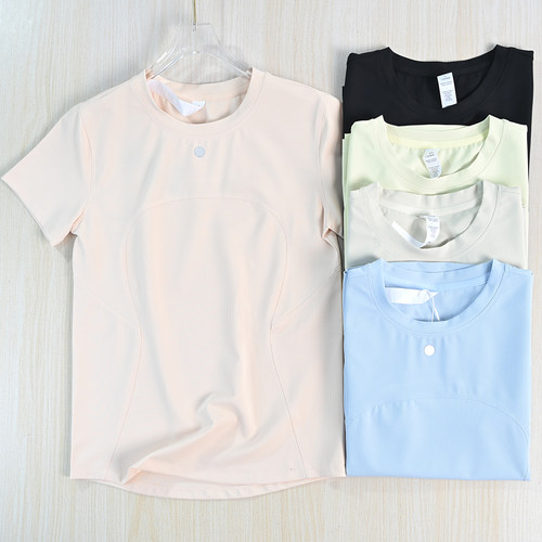 速干肌理纹拼接圆领休闲短袖T恤