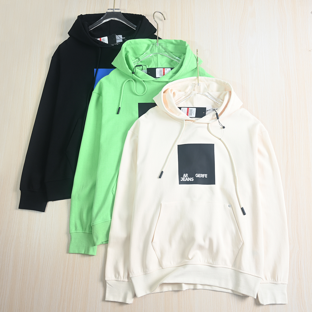 胶印连领套头宽松休闲长袖卫衣