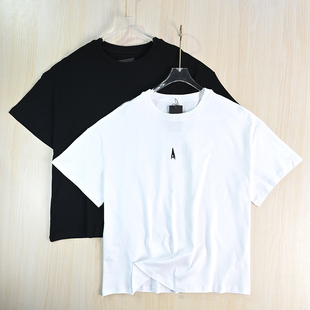 松弛风舒适刺绣字母棉质圆领宽松休闲落肩短袖 T恤 263 思琪女装