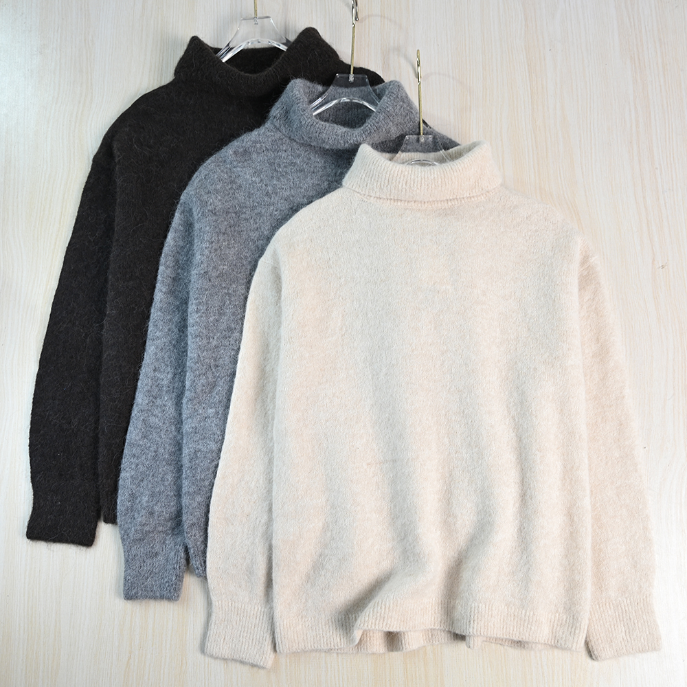软糯拉绒高领宽松长袖薄毛衣