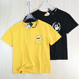 美系K尔胶印刺绣棉质圆领宽松休闲短袖 T恤 263 思琪女装