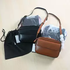 7/15 American Style Simple and Versatile High-Quality Leather Shoulder Crossbody Camera Bag