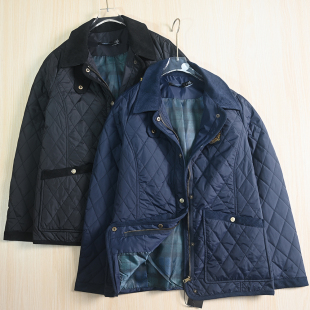 思琪女装 29美系高端胸前刺绣贴布标菱格绗缝翻领夹棉薄棉衣棉服