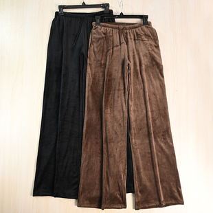 软和双面绒保暖松紧高腰系带宽松直筒休闲长裤 2512 思琪女装