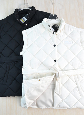 思琪女装2510/23 美系K尔菱格绗缝立领季腰带保暖飞袖夹棉马夹