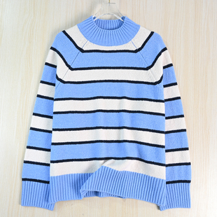 插肩长袖 29减龄休闲条纹小圆领修身 针织毛衣 2512 思琪女装