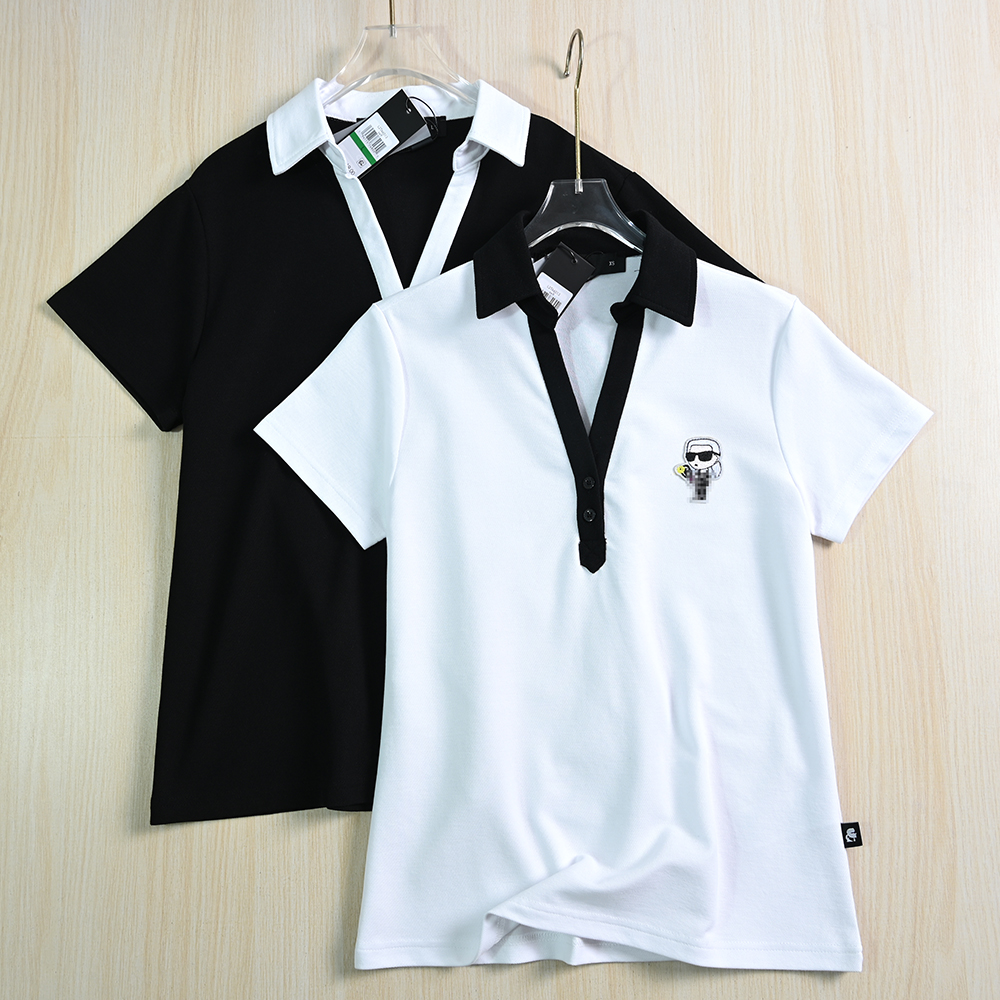 珠地棉撞色V翻领休闲短袖polo衫