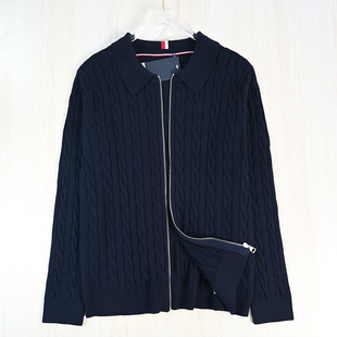 针织衫 男装 美汤系气质简约棉质绞花翻领拉链休闲长袖 好货2512