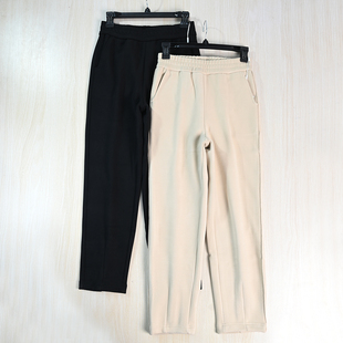 脚休闲裤 思琪女装 气质厚实软和磨绒弹力松紧高腰收窄裤 2512