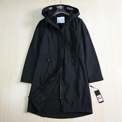 软壳加绒连帽修身风衣外套