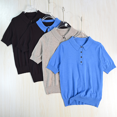 柔软Polo领休闲短袖针织衫