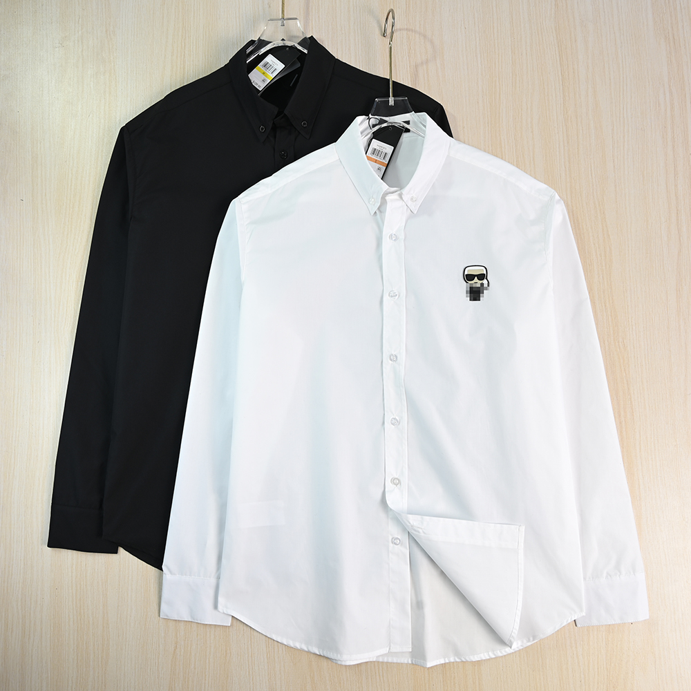 棉质卡通小人系扣领休闲长袖衬衫