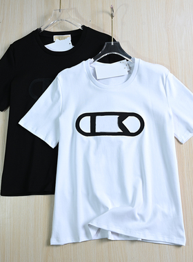 思琪女装 253/17 美M系 棉质刺绣贴布字母圆领休闲短袖T恤