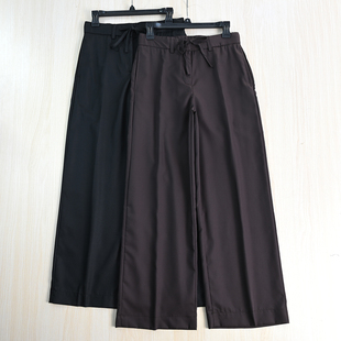 休闲长裤 思琪女装 通勤系带高腰宽松直筒工装 18北欧薄款 2558