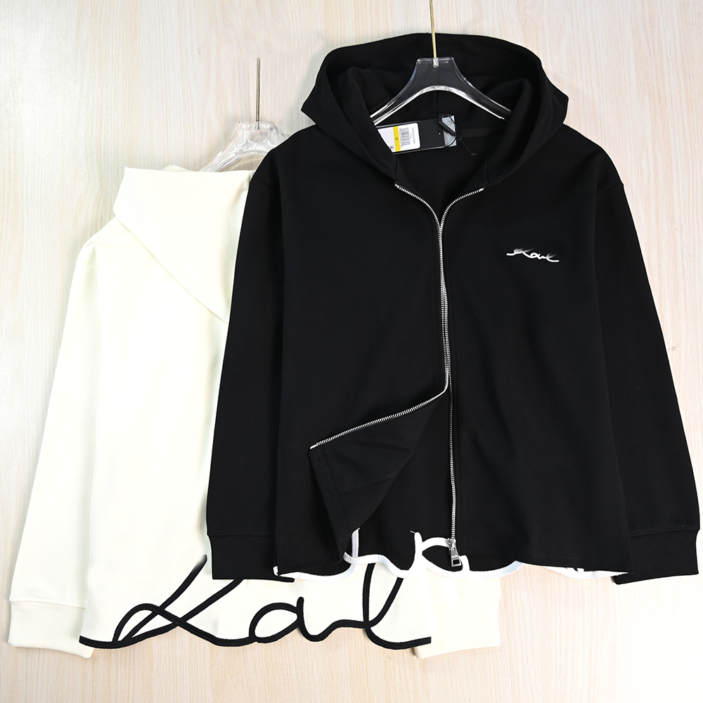 前后精致刺绣连帽拉链开身卫衣