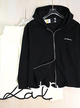 思琪女装2511/13 美系K尔前后精致刺绣字母切边连帽拉链开身卫衣