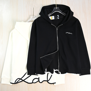 思琪女装2511/13 美系K尔前后精致刺绣字母切边连帽拉链开身卫衣