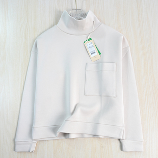 80欧空气层贴袋高领宽松休闲长袖 卫衣 2510 思琪女装
