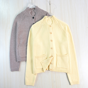 针织开衫 思琪女装 北欧减龄软和立领系扣休闲插肩长袖 毛衣 2512