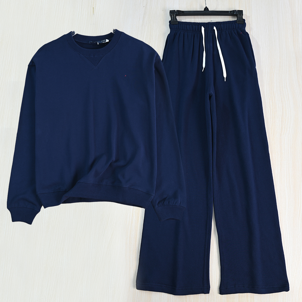 圈棉圆领休闲长袖卫衣卫裤套装