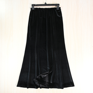 复古丝绒垂感松紧腰修身 18冬季 半身鱼尾裙 2512 思琪女装