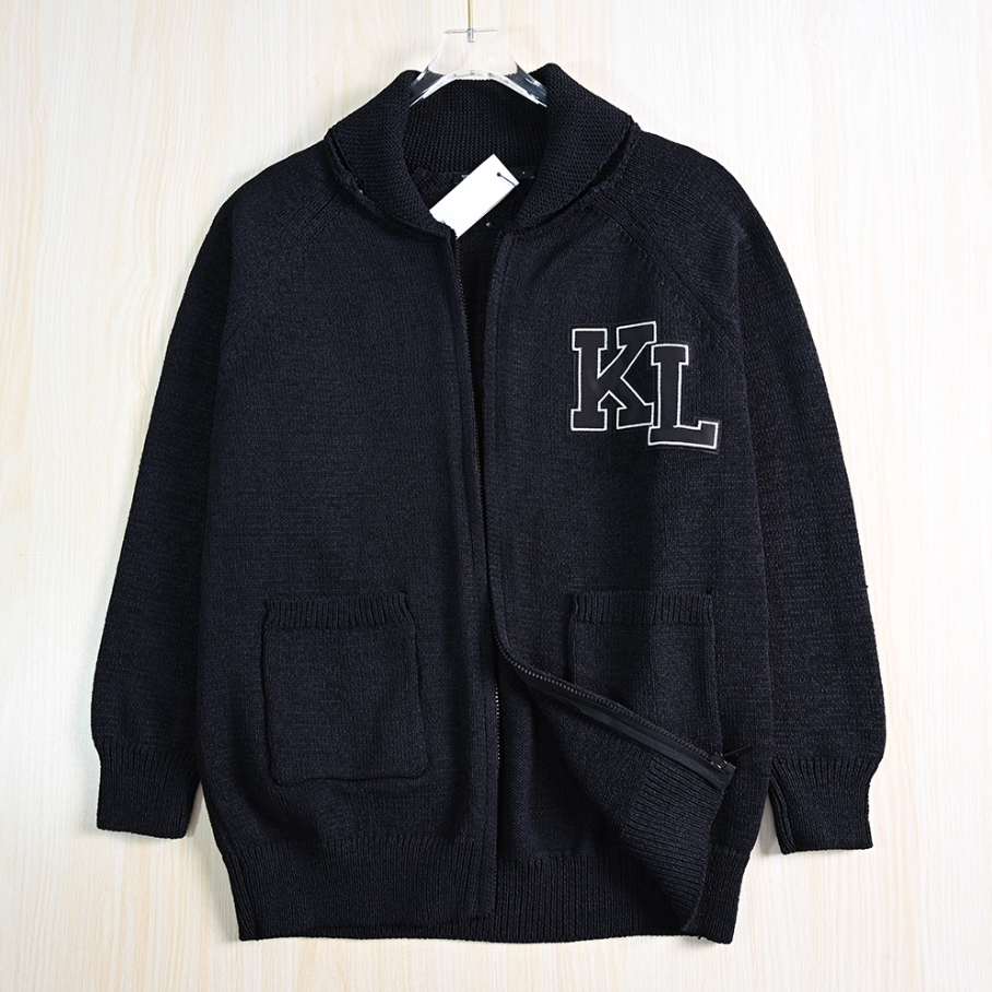 男装推荐 2511/27美系K尔品质 简约大气男士翻领长袖针织开身外套