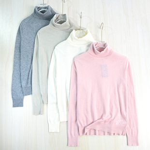 2512 薄针织打底衫 长袖 美国单刺绣轻盈羊绒高领修身 思琪女装