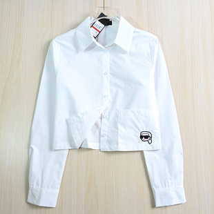 257 衬衫 休闲长袖 通勤棉质刺绣卡通头像短款 思琪女装