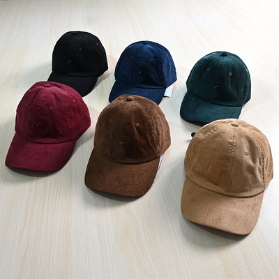 灯芯绒棉小彩绣棒球帽鸭舌帽