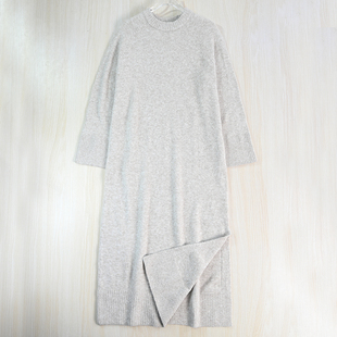 2512 长袖 中长款 针织连衣裙 瑞典单软和圆领修身 思琪女装