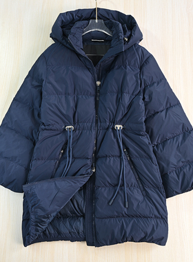 思琪女装2510/20 80灰鹅绒厚实保暖可拆卸帽抽绳收腰中长款羽绒服