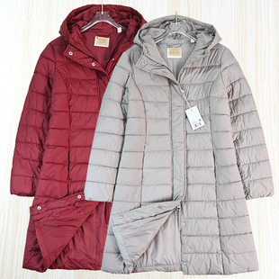 棉衣棉服 18轻便排骨棉绗缝连帽休闲中长款 思琪女装 2512